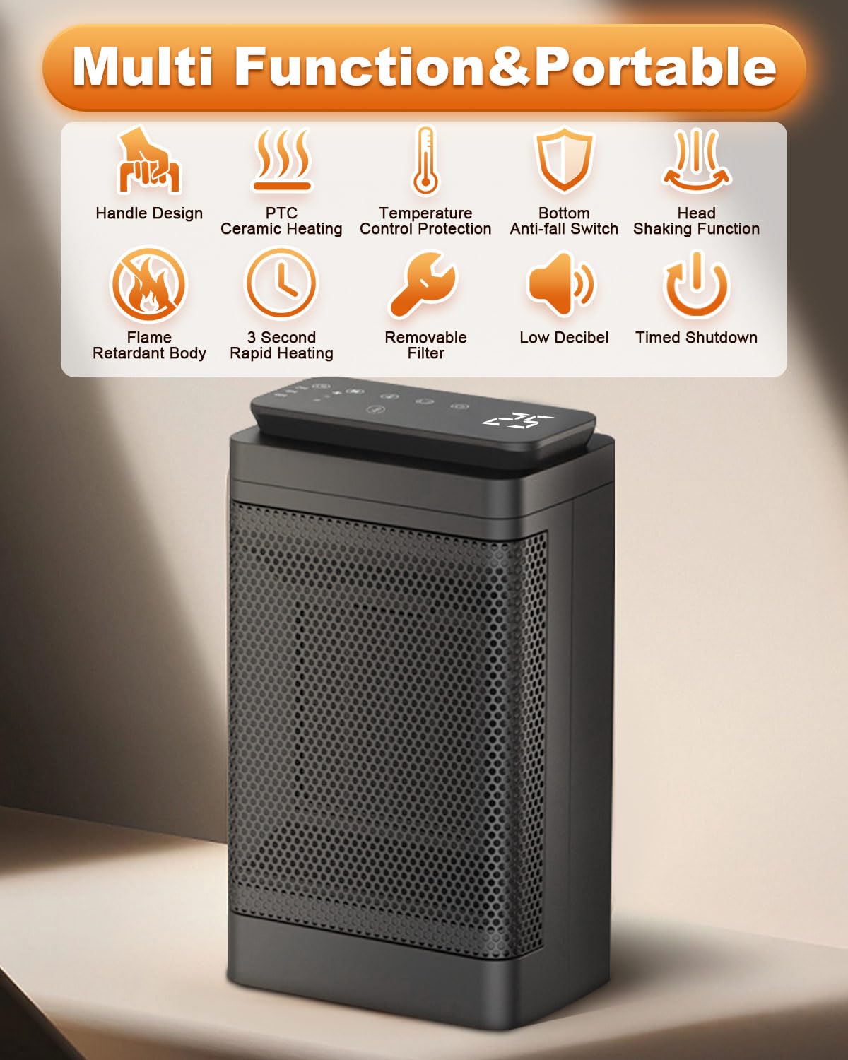 Monkrict Electric Space Heater 2000w Portable Ceramic Fan Heaters