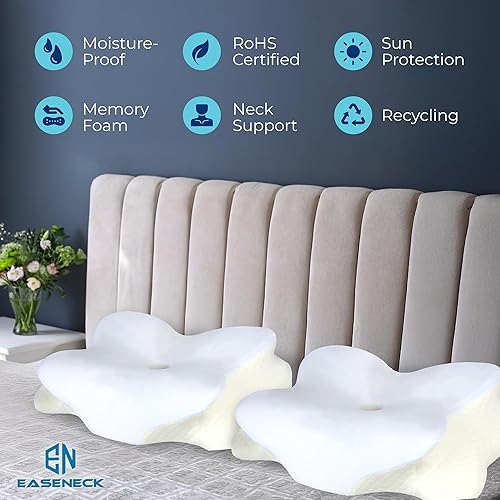 Miniatura 8 de Almohada cervical para dormir, contorno ergonómico, espuma viscoelástica suave que no se pliega para aliviar el dolor de cuello y hombros, soporte