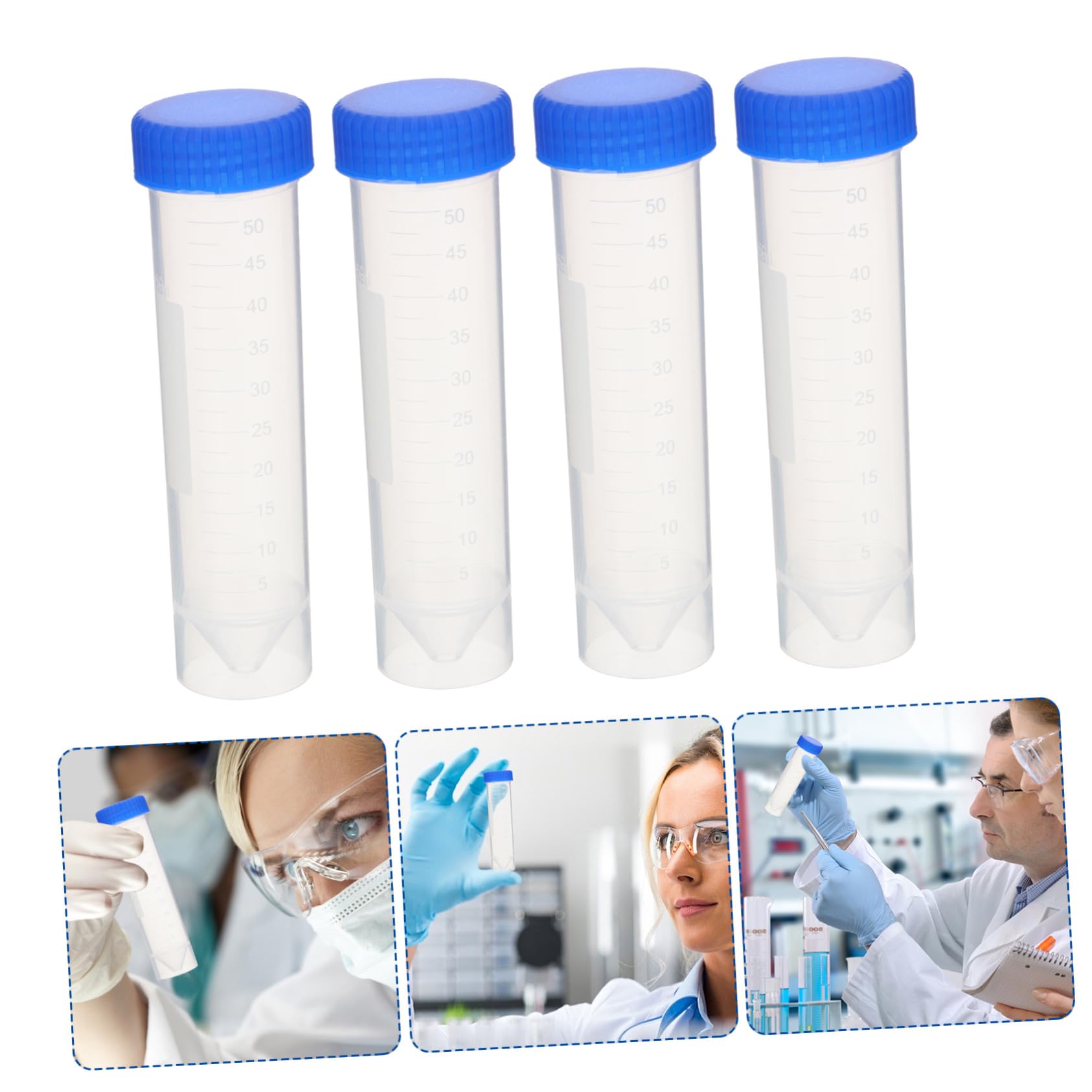 50 Provette Coniche per Centrifuga da 50 Ml in Plastico Tappi a Vite Trasparenti, Design Scala Chiara e Posizioni Ventilate, per Biochimica e Coloranti Alimentari Colore Casuale