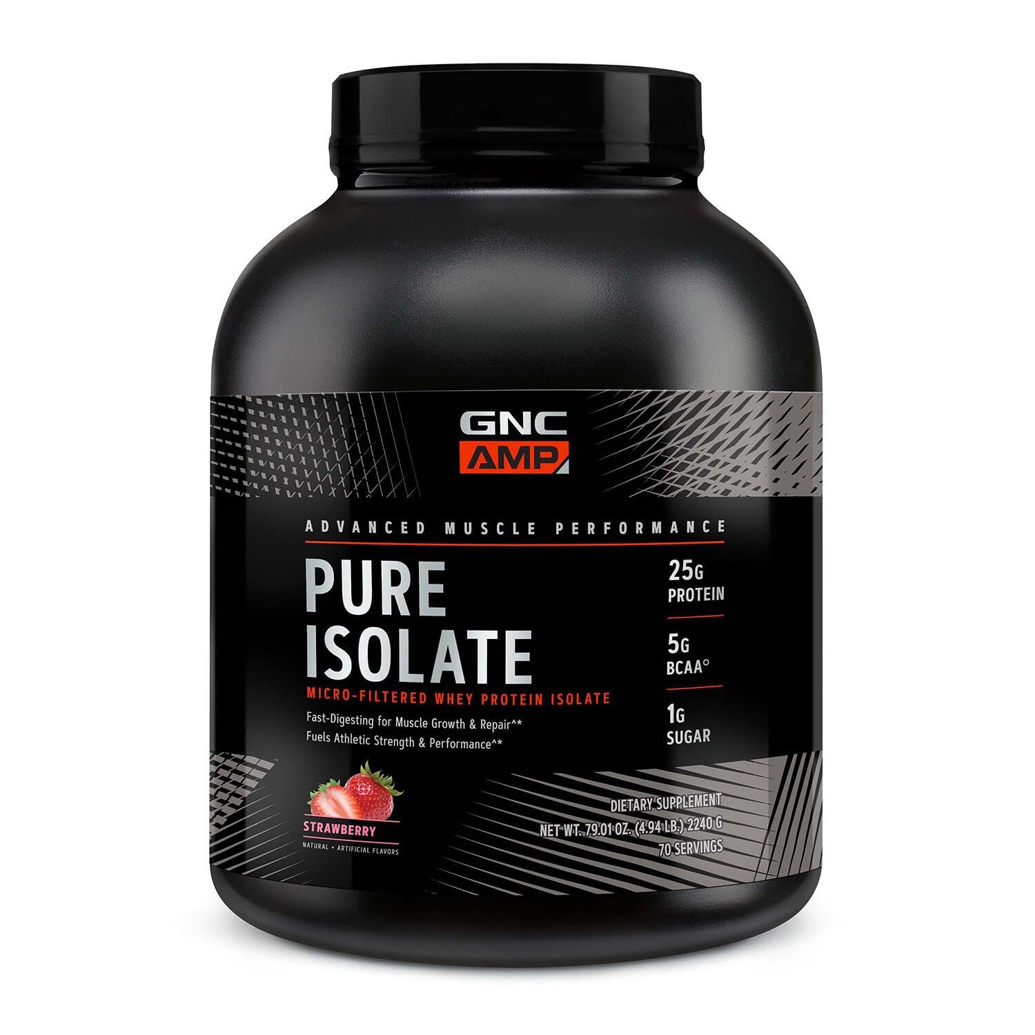 GNC AMP Pure Isolate Whey Protein - Strawberry (70 Servings)