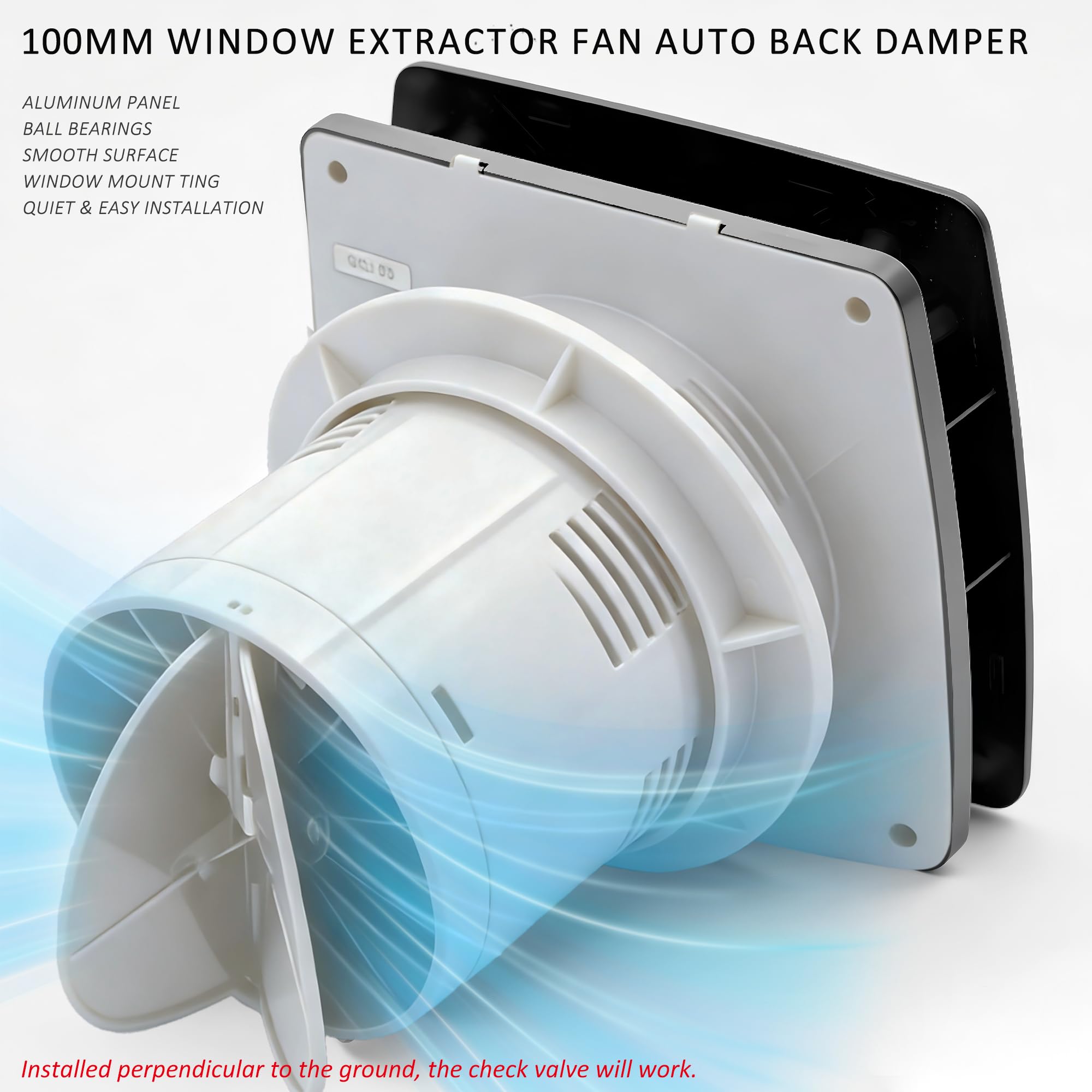 Extractor de Aire 100mm, Ventilador de baño de 95 m³/h, Ventilador Silencioso con Trampilla de Reflujo, Cable UE de 1m para Baño, Inodoro, Cocina - Aluminio Cepillado | 95 m³/h, ventilador silencioso para baño, con válvula antirretorno, cable de alimentac