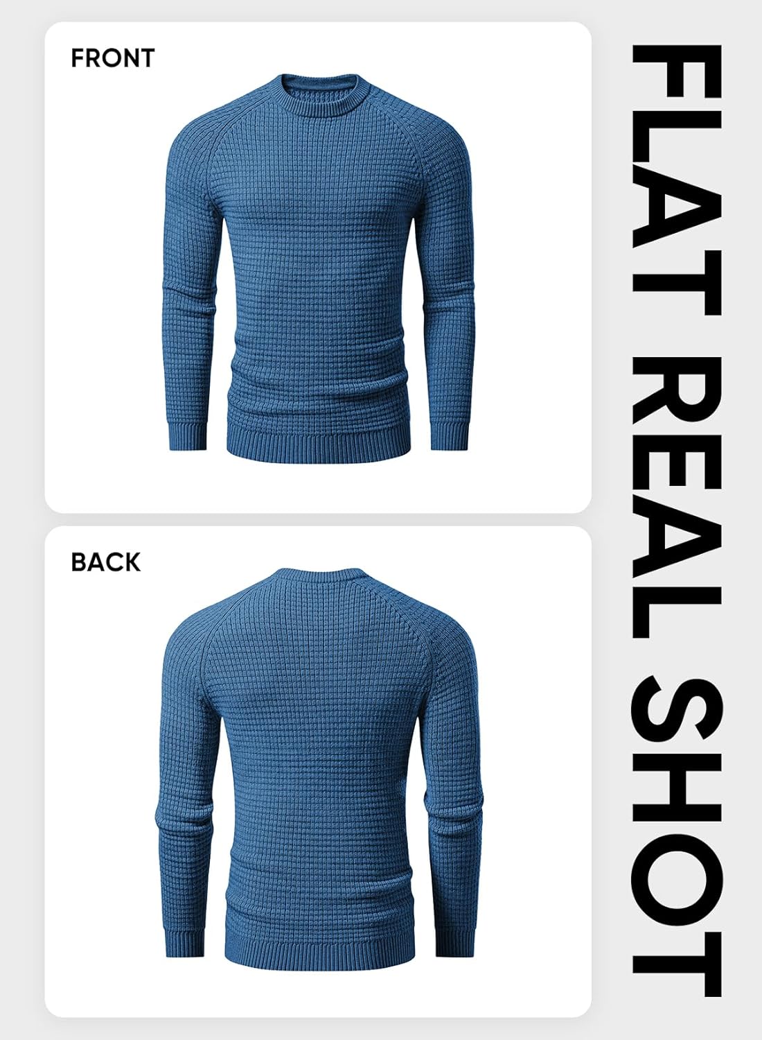 JMIERR Mens Crewneck Sweater Waffle Textured Knitted Solid Pullover Casual Daily Wear Soft 2025 Fashion Pullovers - Image 6