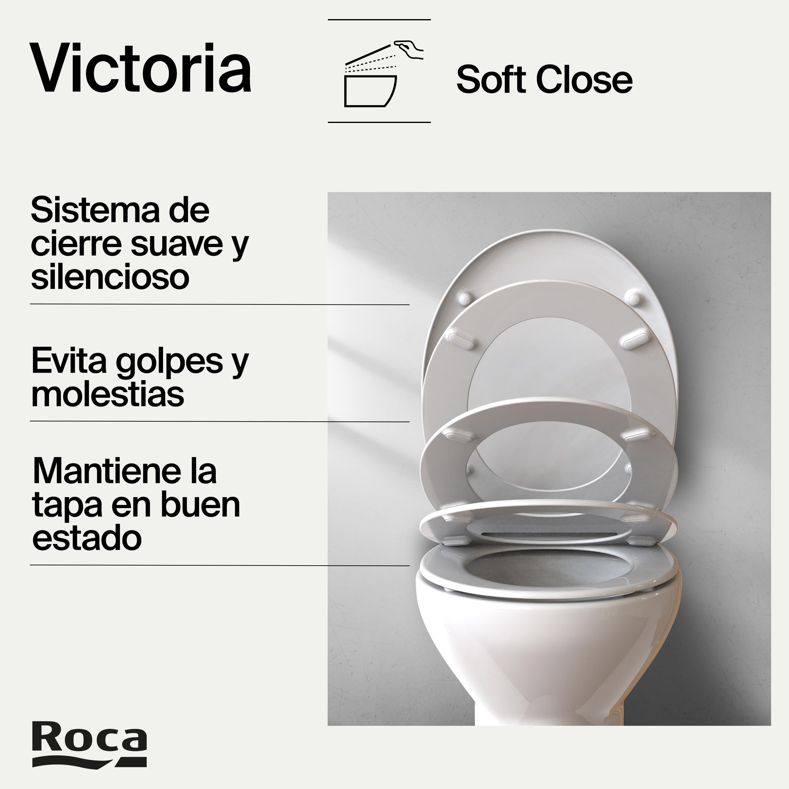 Roca Victoria - Tapa y asiento de Supralit para inodoro con caída amortiguada, tapadera de WC original con ajuste perfecto, recambio de tapa de váter resistente, blanco, A801B6200B