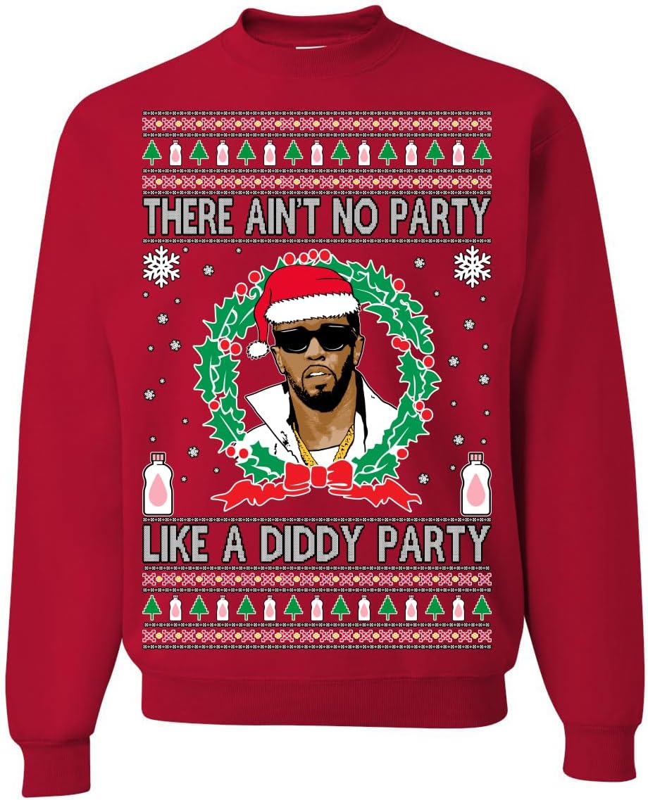 Wild Bobby I Saw Diddy Kissing Santa Claus Funny Viral Music Meme Ugly Christmas Sweater Crewneck Sweatshirt