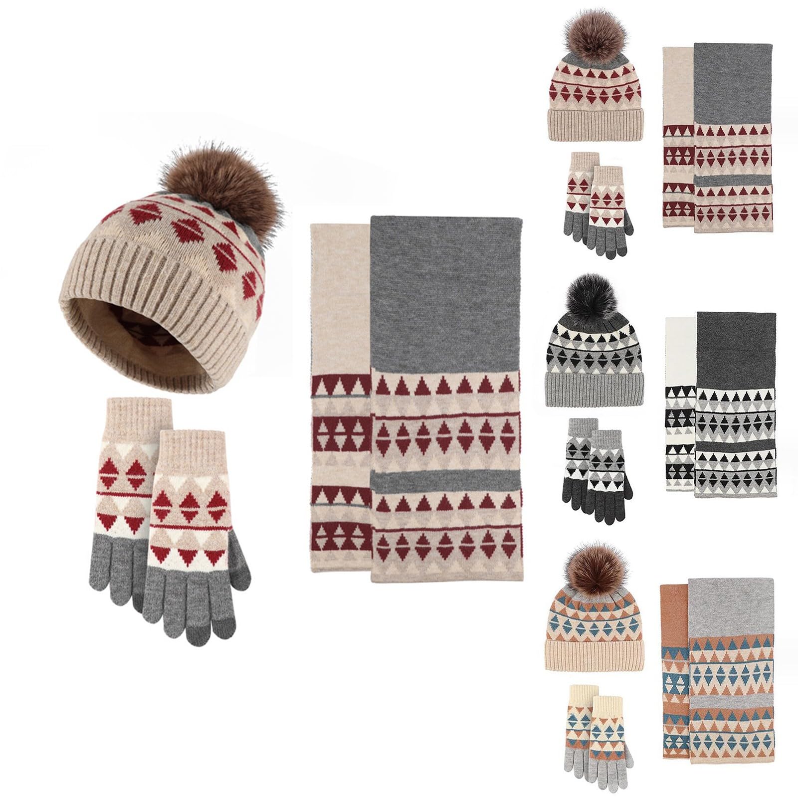 Générique Ensemble Bonnet Gant Echarpe Femme Coupe-Vent Écharpe Chaude 2 en 1 Polaire Idee Cadeau Homme Couple Maman Papa Tour De Cou Cuisine Foulard Cheveux Chimio