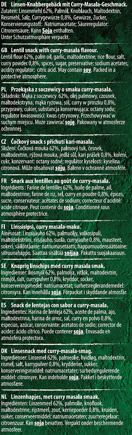 Bonasia Chips Papadum Curry Masala, élaborés à base de farine de lentilles 70 g (Lot de 4)