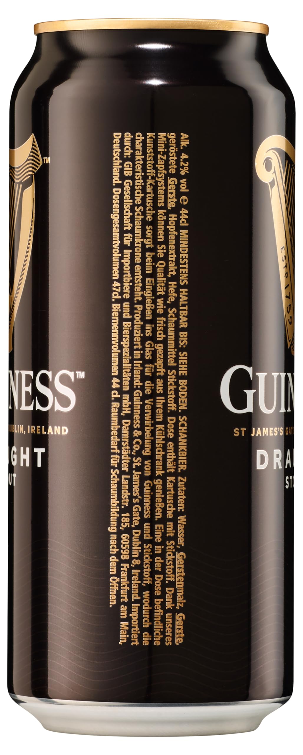 Guinness Draught, EINWEG 24 x 0,44 L Dose | 440 ml (24er Pack), Sortenreines Dosen-Set lose