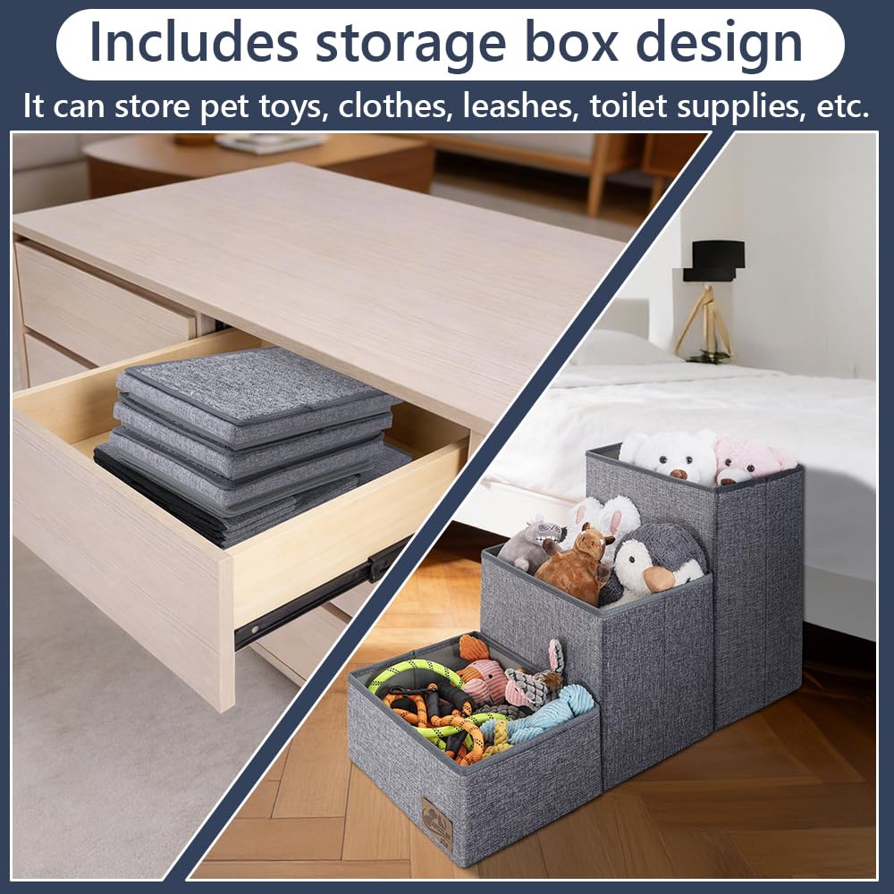 AKOZLIN Stairs with Storage 3 steps Foldable Pet Stairs