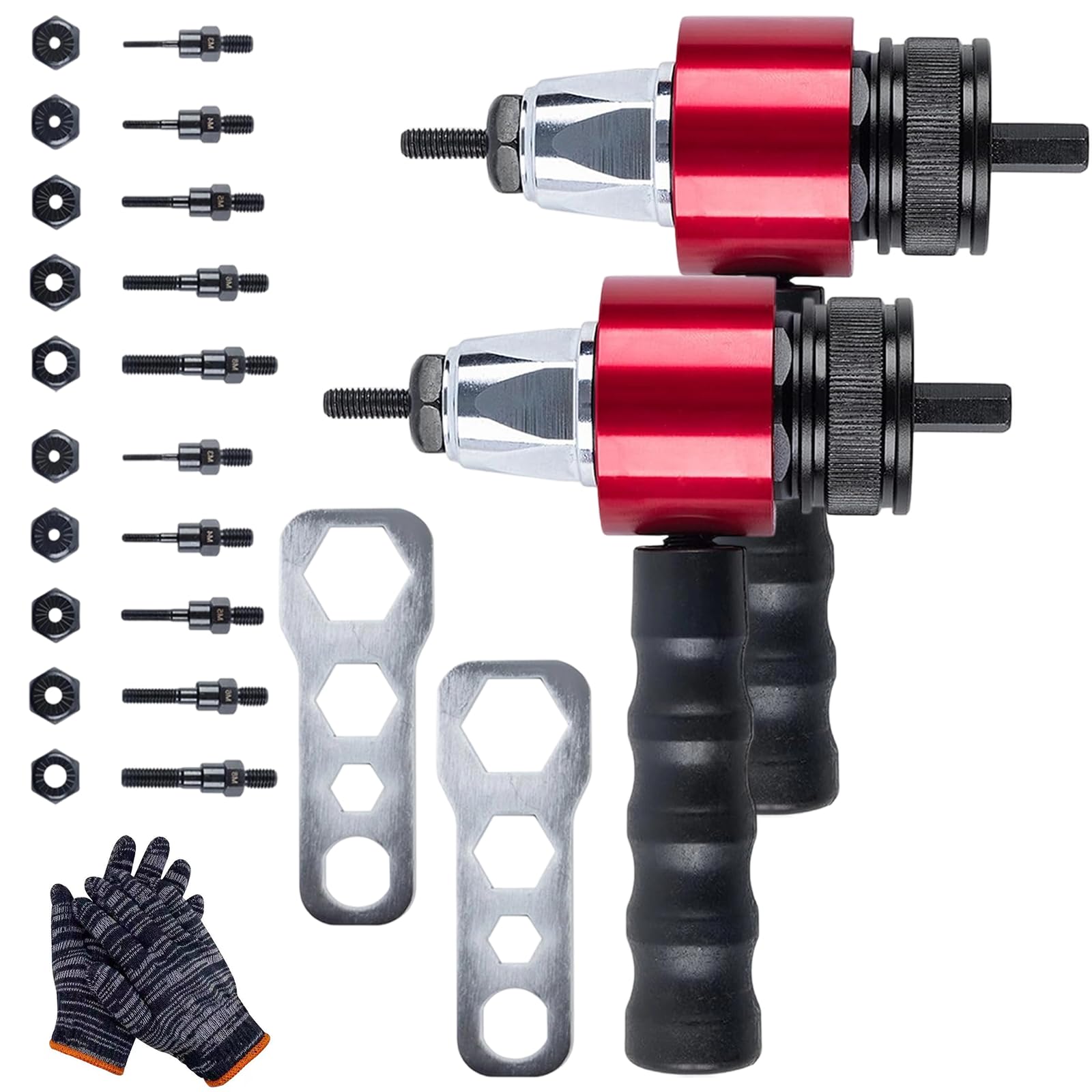 Kit Adattatore per Rivettatrice Elettrica M3-M8, Inserto Rivetti Filettati per Avvitatore a Batteria, Accessorio Trapano per Dadi Ciechi, Idoneo Automobilistico e Fai da Te (2Pcs)