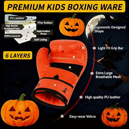 Miniatura 4 de Guantes de boxeo mejorados para niños y niñas de 3 a 8 años, guantes de boxeo para entrenamiento de niños, guantes de boxeo para niños, para saco de