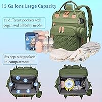 Vista 2 de Jeryswet Bolsa de pañales con cambiador, mochila para pañales, Verde militar, Grande, Moderno