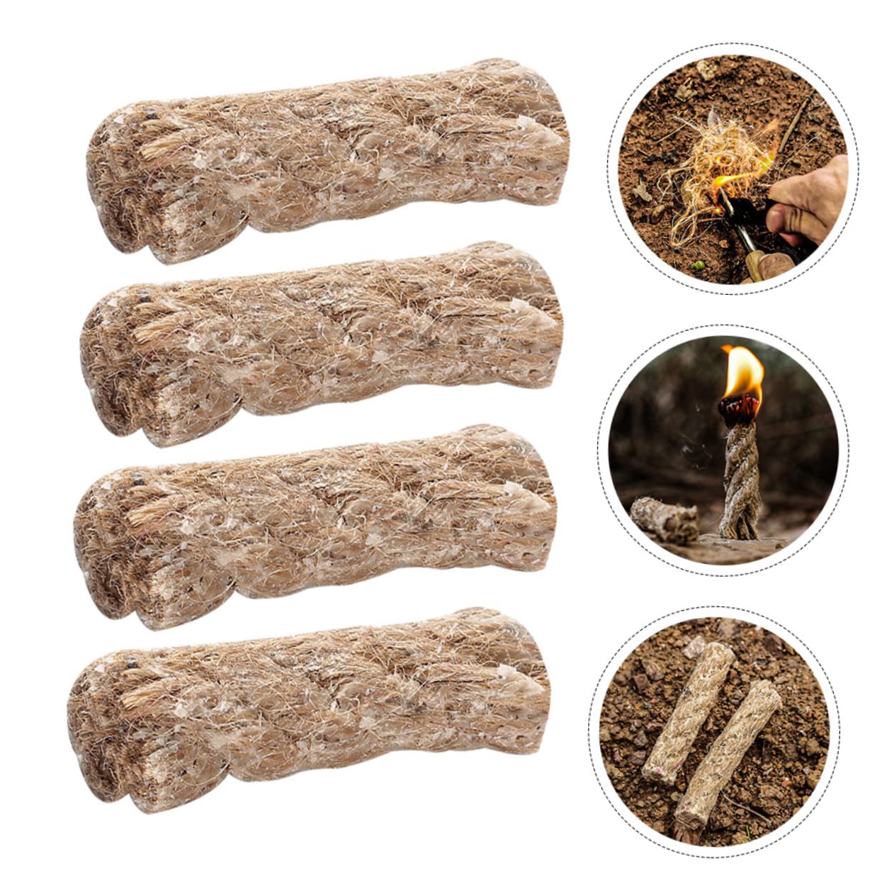 Parliky 4 Pack Outdoor Fire Starter Ropes Ropes for Camping Fire Lighter Ropes Emergency Fire Rope for Barbecues Campfires