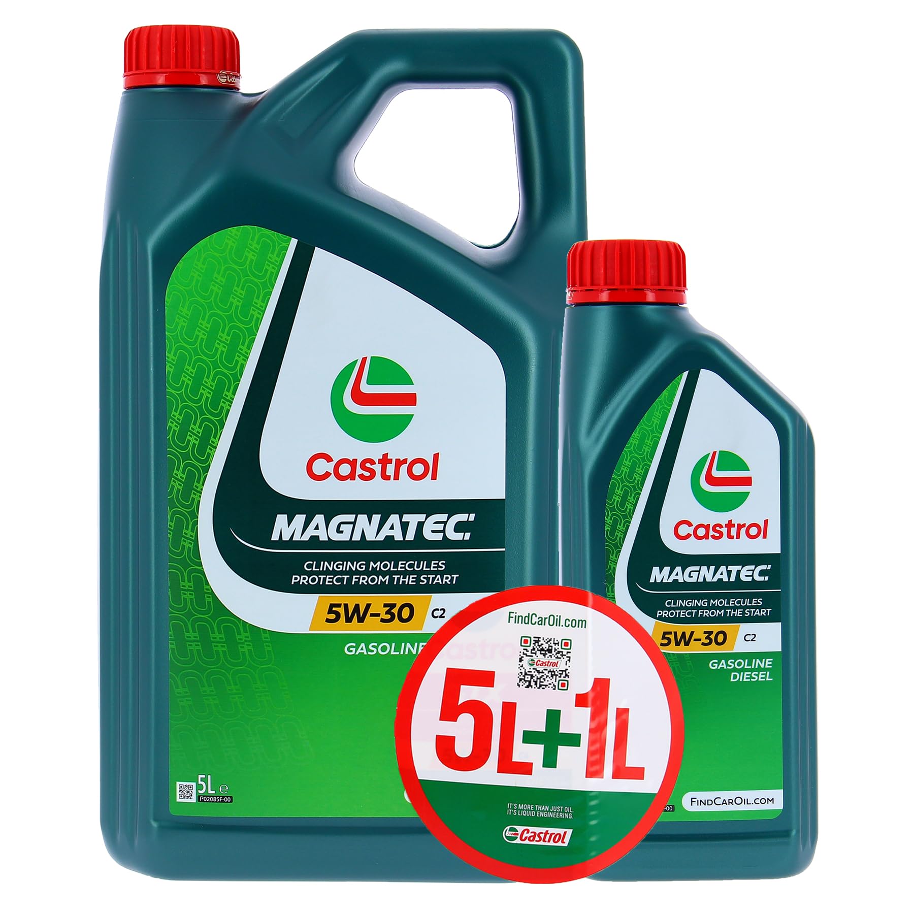 CASTROL MAGNATEC Olio Motore 5W-30 C2, pack da 5+1 L, Omologazione ACEA C2 - Psa B71 2290, Meets Fiat 9.55535-S1, Protezione fin dall’avviamento e in ogni condizione di guida