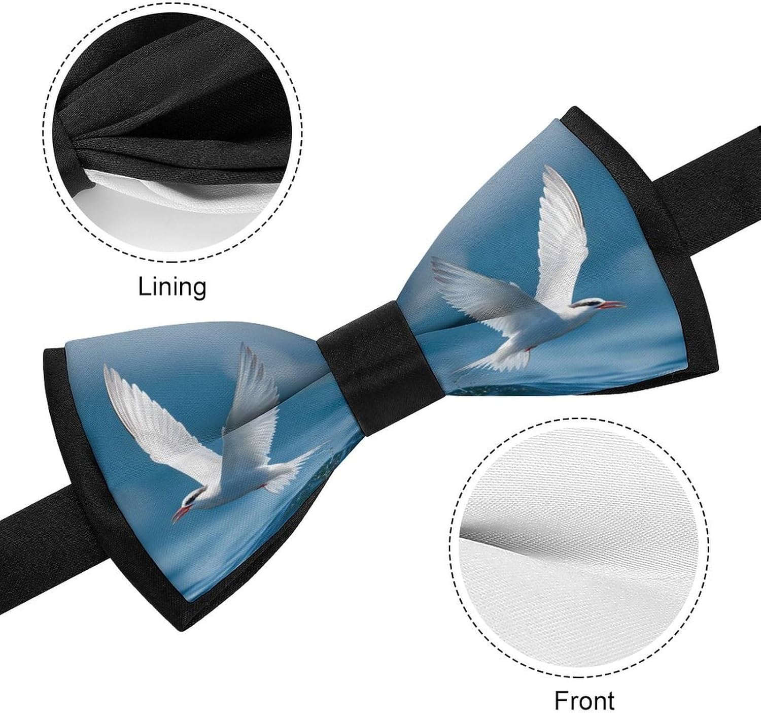 Arctic Tern Diving Novelty Men's Bow Tie Pre-tied Adjustable Bowtie Accessories for Wedding Party