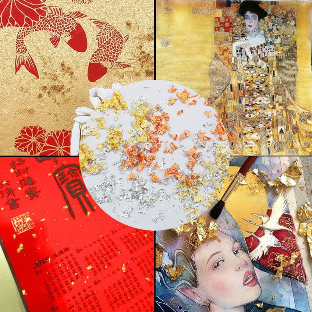 25 Sheets Square Metallic Foil Sheets Set Gold Silver Rose Gold Nail Art Supplies Painting Crafting Paper Metallic Paper for Nails Wall Decor