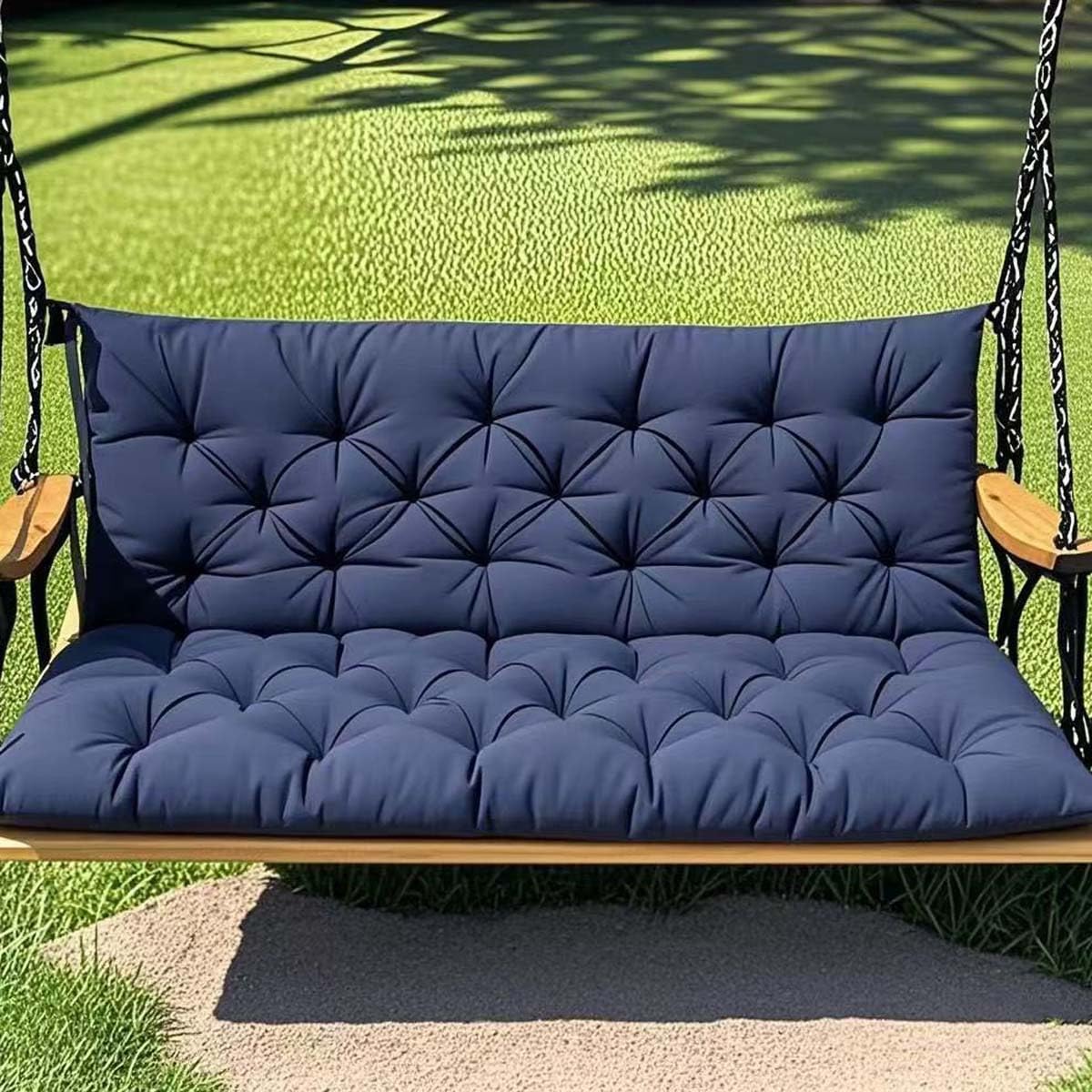 Sangles de balancelle d'extérieur imperméables pour patio 23 places – Dossier rembourré et attaches résistantes au soleil pour chaise de jardin (99,1 x 99,1 cm, bleu marine)