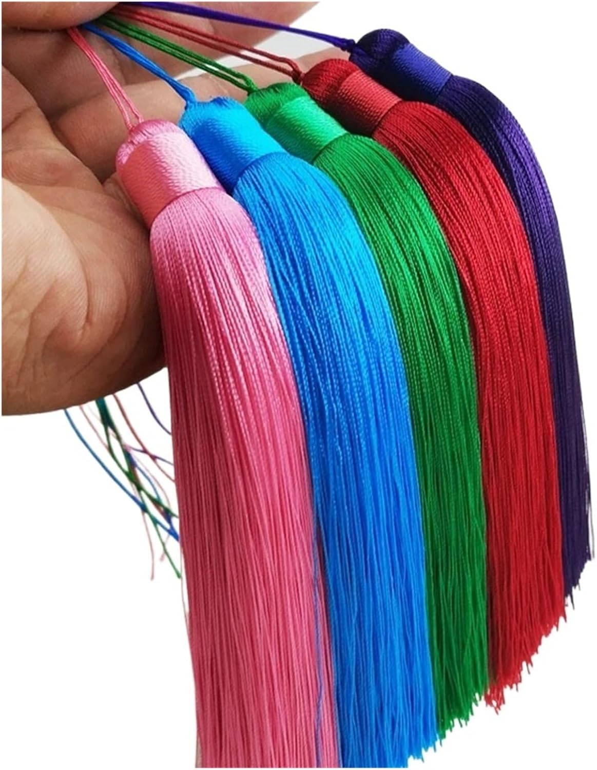 4 Pcs 12cm Silky Tassels Soft Craft Tassel with Hanging Loops Bookmarks Tassel Trim for Making DIY Projects Home Decor(Black)