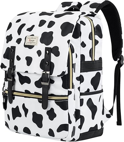 Ronyes Mochila vintage para mujeres y hombres, mochila para laptop de 15.6 pulgadas, mochila casual para trabajo universitario, Blanco, Mochilas