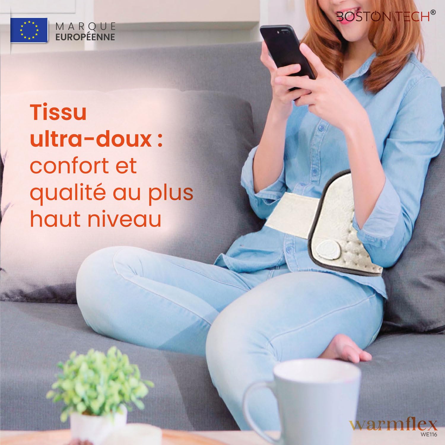 Coussin Chauffant Électrique WarmFlex | Microfibre Douce 29x69 cm | Chauffage Rapide | Soulagement de la Douleur | 3 Niveaux de Température | Écran Lumineux | Lavable en Machine + Ceinture Réglable