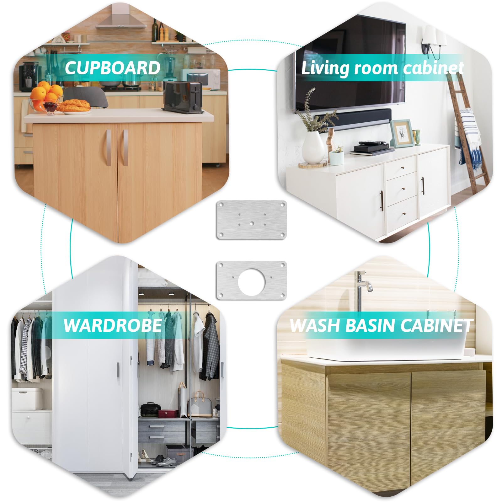 Thick Stainless Steel Hinge Repair Plate Kit, 1mm Strong Cabinet Door Brackets With Mounting Screws, 2-Pair Set For Kitchen And Furniture Fix