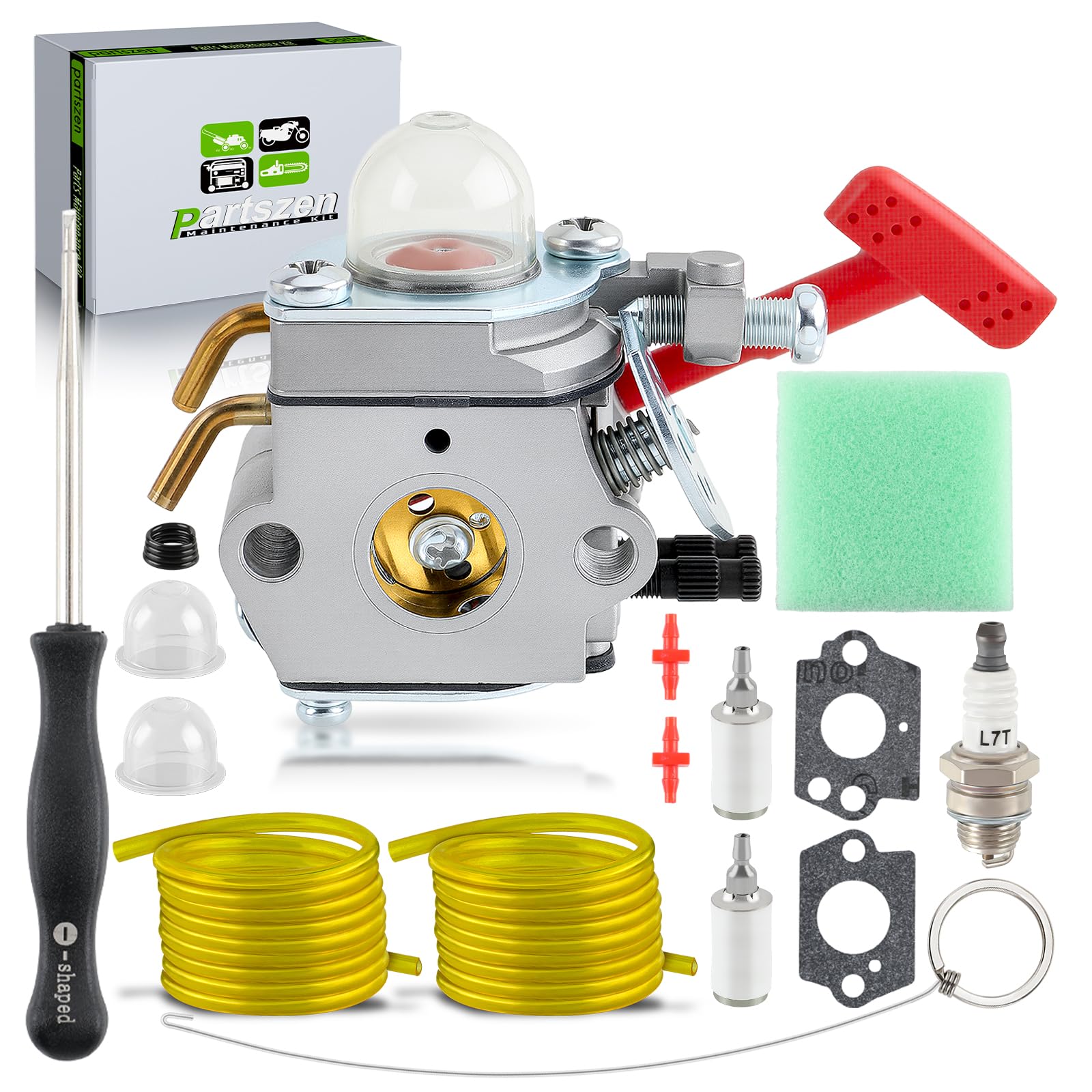 C1U-H39A Carburetor Kit for Homelite UP00608A UP00608 UP00021 Carb PLT3400 PBC3600 ST Blower Trimmer UT-20677-A UT-15151 UT-15136 String Trimmer with Tune-up Parts Spark Plug Fuel Line Filter
