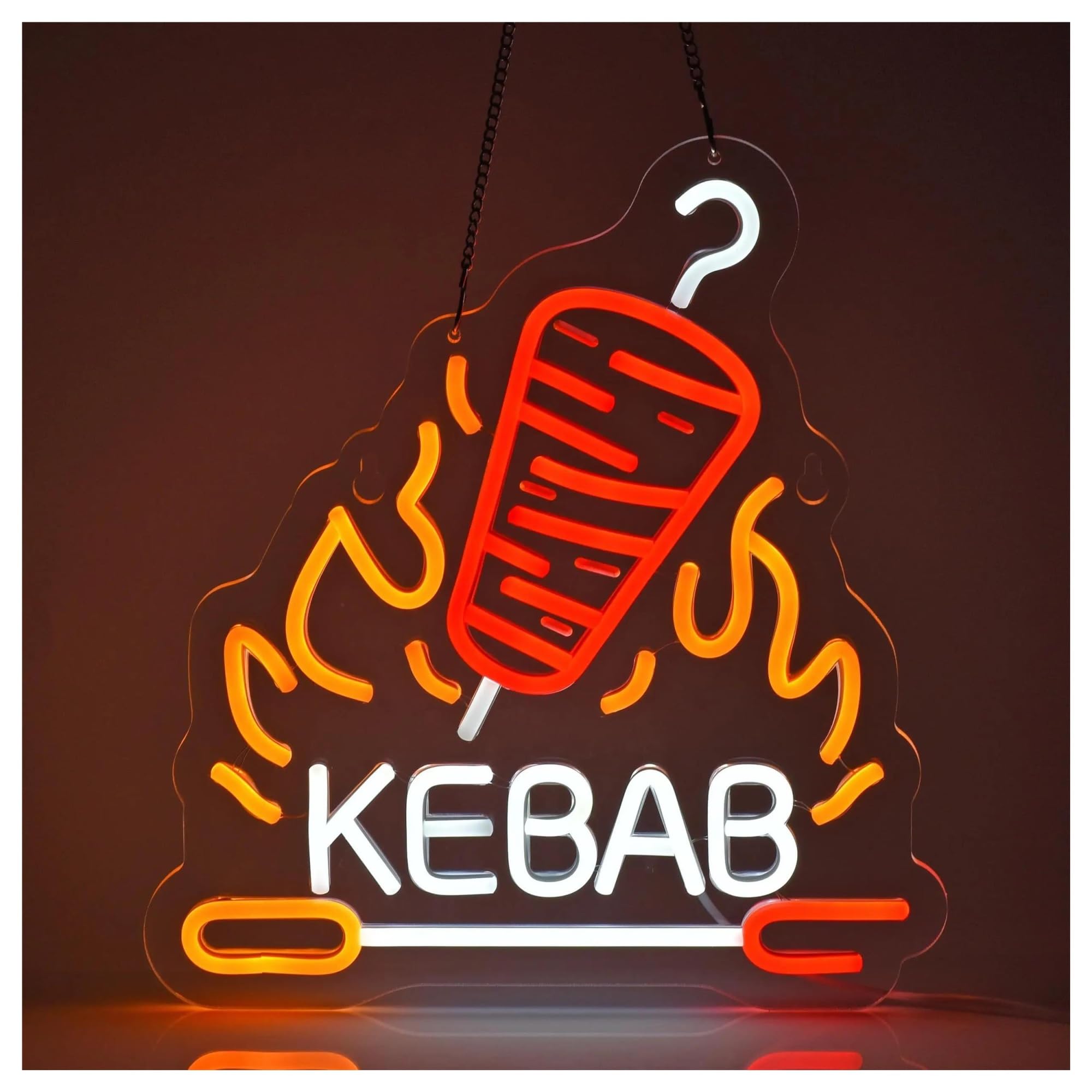 LEMST Sign Lamp Neon Kebabs, Suitable for Restaurants, Kitchens, Barbecue Parties, USB Powered, Dimmable Switch 32x35cm