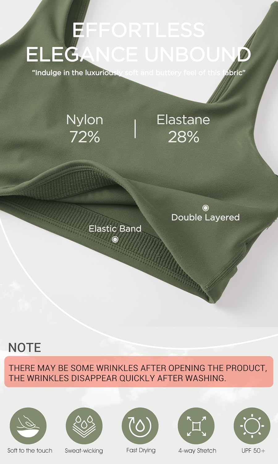 ODODOS Square Neck Sports Bra for Women Wirefree Non Padded Yoga Tank Workout Crop Tops - Image 6