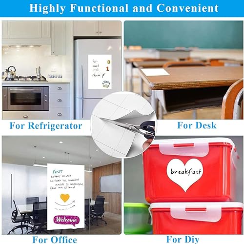 Miniatura 4 de Qiytecno White Board Sticker Adhesive, 16" x 24" Magnetic Dry Erase Board Paper for Wall, Refrigerator Whiteboard Sheet for Teacher Supplies for