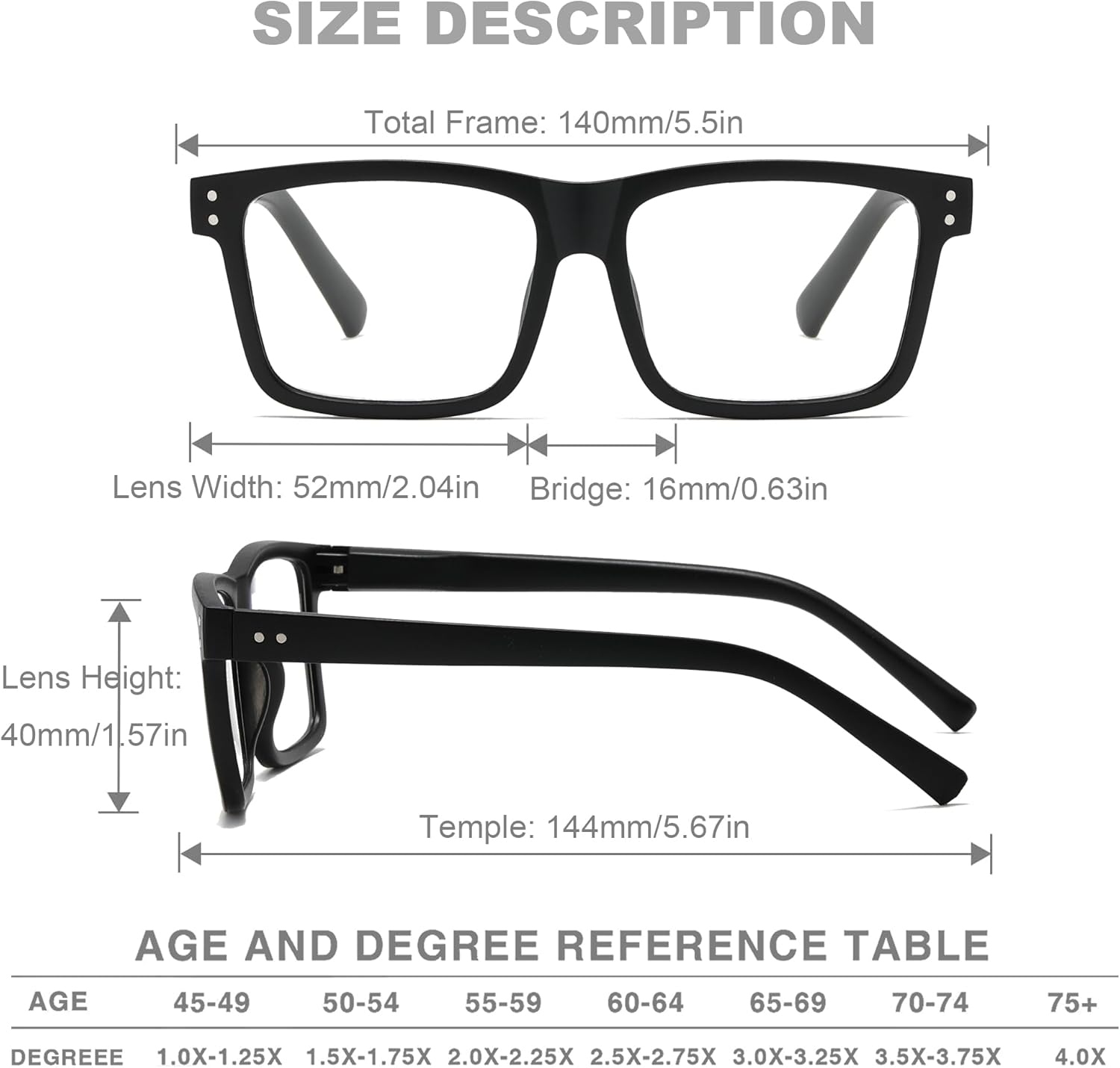 Reading Glasses for Men - 4 pack Classic Square TR Frame Readers with Spring Hinge - Image 6