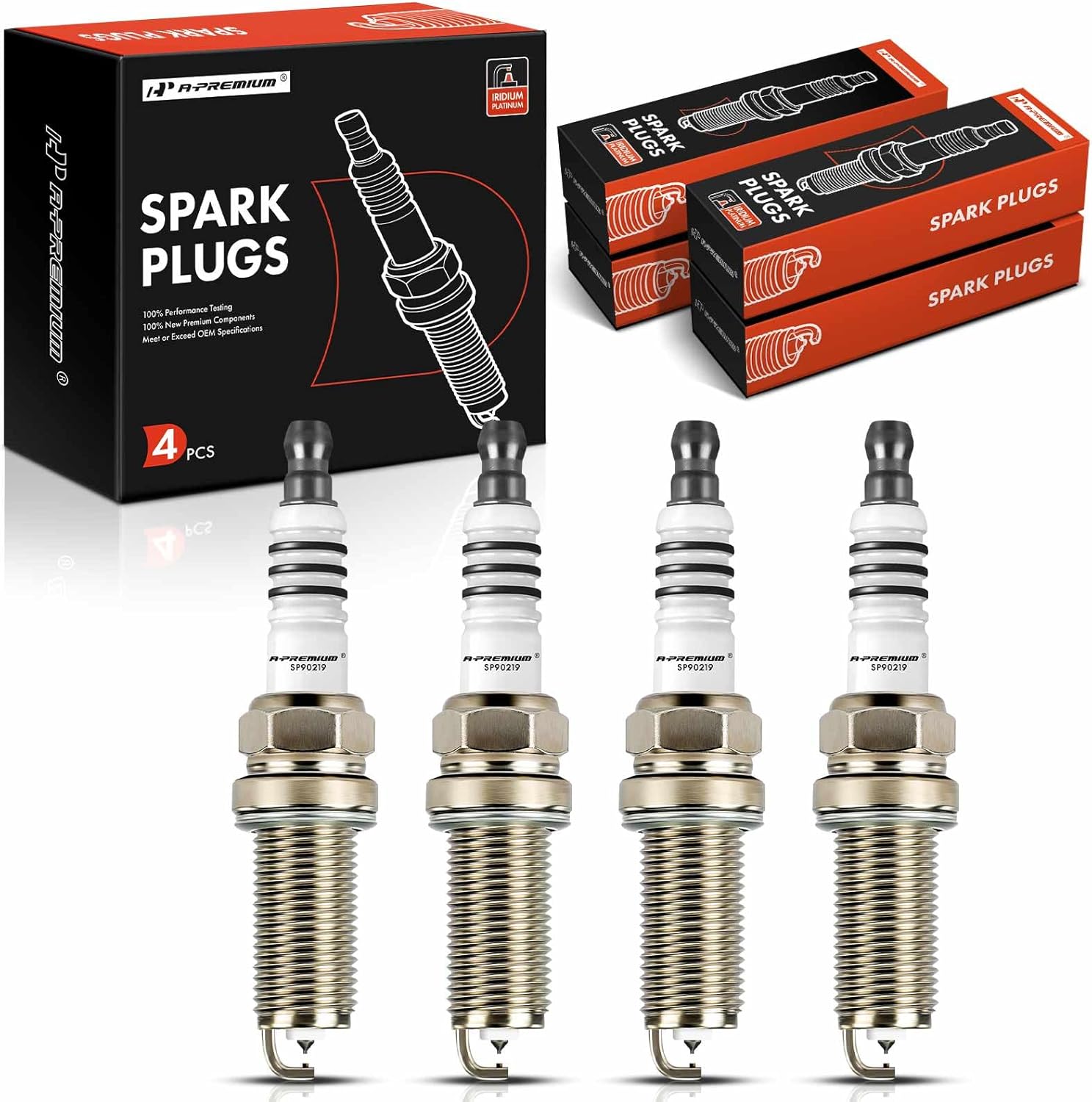 A-Premium Iridium Platinum Spark Plugs Compatible with Jeep Wrangler 2018-2020, Cherokee2019-2020 & Dodge Hornet 2023 & Alfa Romeo Giulia 2017-2024, Stelvio 2018-2024, 2.0L, Pack of 4