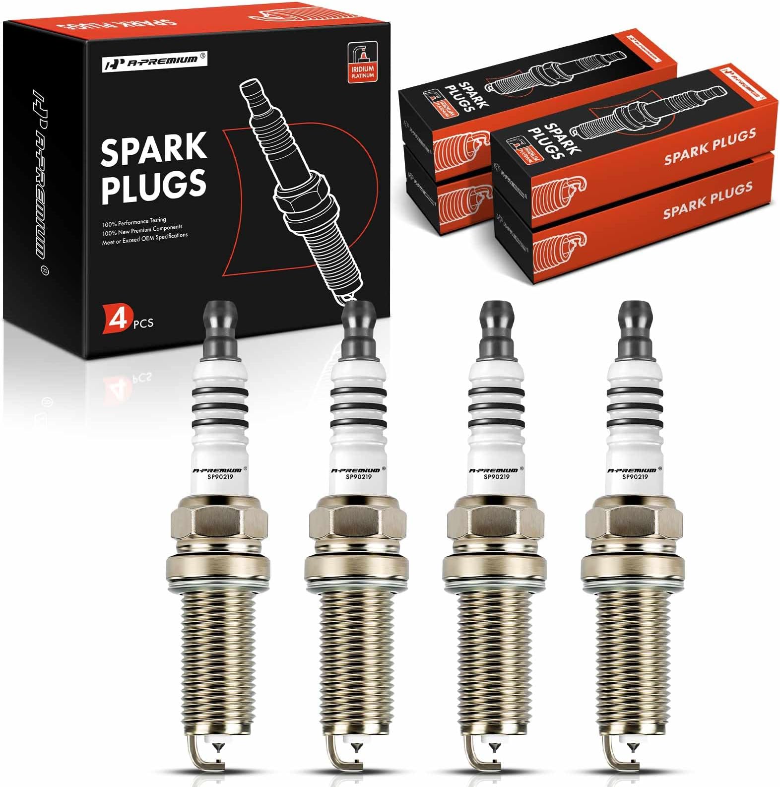 A-Premium Iridium & Platinum Spark Plugs Compatible with Jeep Wrangler 2018-2020, Cherokee2019-2020 & Dodge Hornet 2023 & Alfa Romeo Giulia 2017-2024, Stelvio 2018-2024, 2.0L, Pack of 4