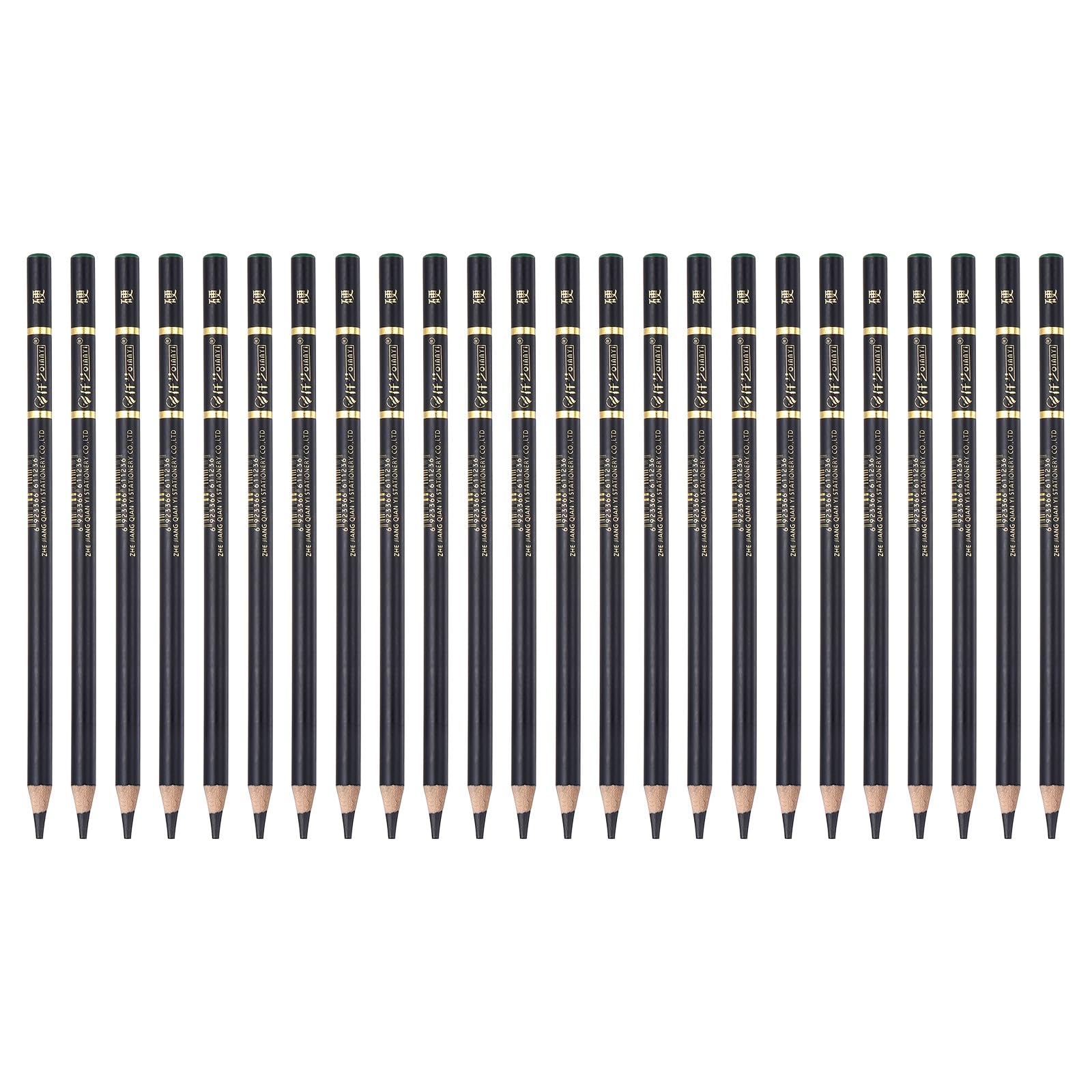 PATIKIL 24Pcs Graphite Pencils, Round Hard Refill Wood-case Sketching Pencils Pre-sharpened Sketch Art Supplies for Home Office Classroom Artist Painting Sketching Study, Black