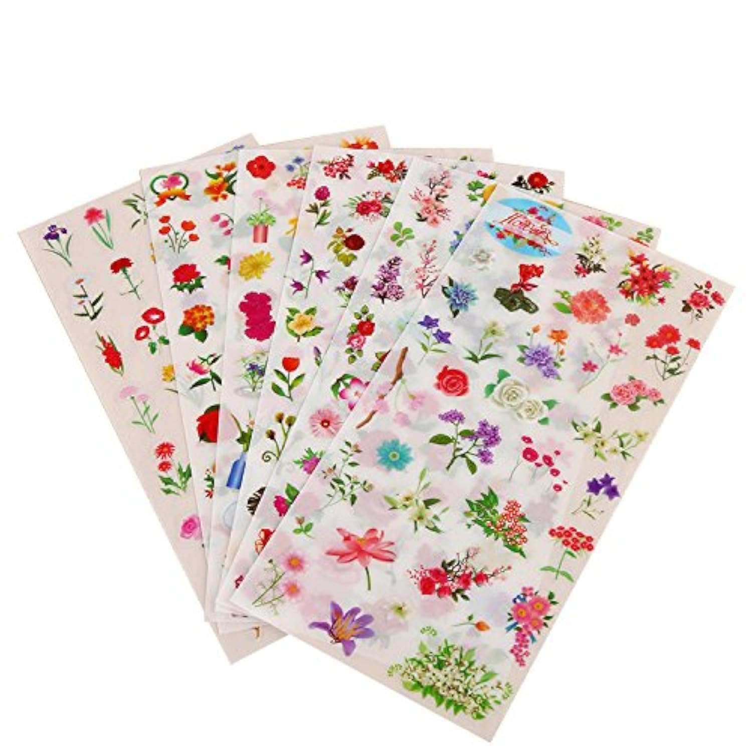 3 Sets(18 Sheets) Beautiful Flower Floral Transparent Sticker Planner Scrapbooking Diary Deco Office Supplies Kawaii Stickers for Collage Scrapbook Journaling