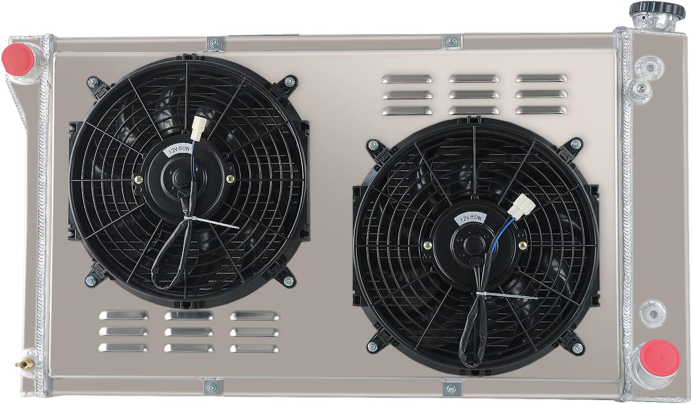4 Row Radiator Shroud Fan Thermostat For 67-72 CHEVY C/K C10 C20 C30 Truck GMC