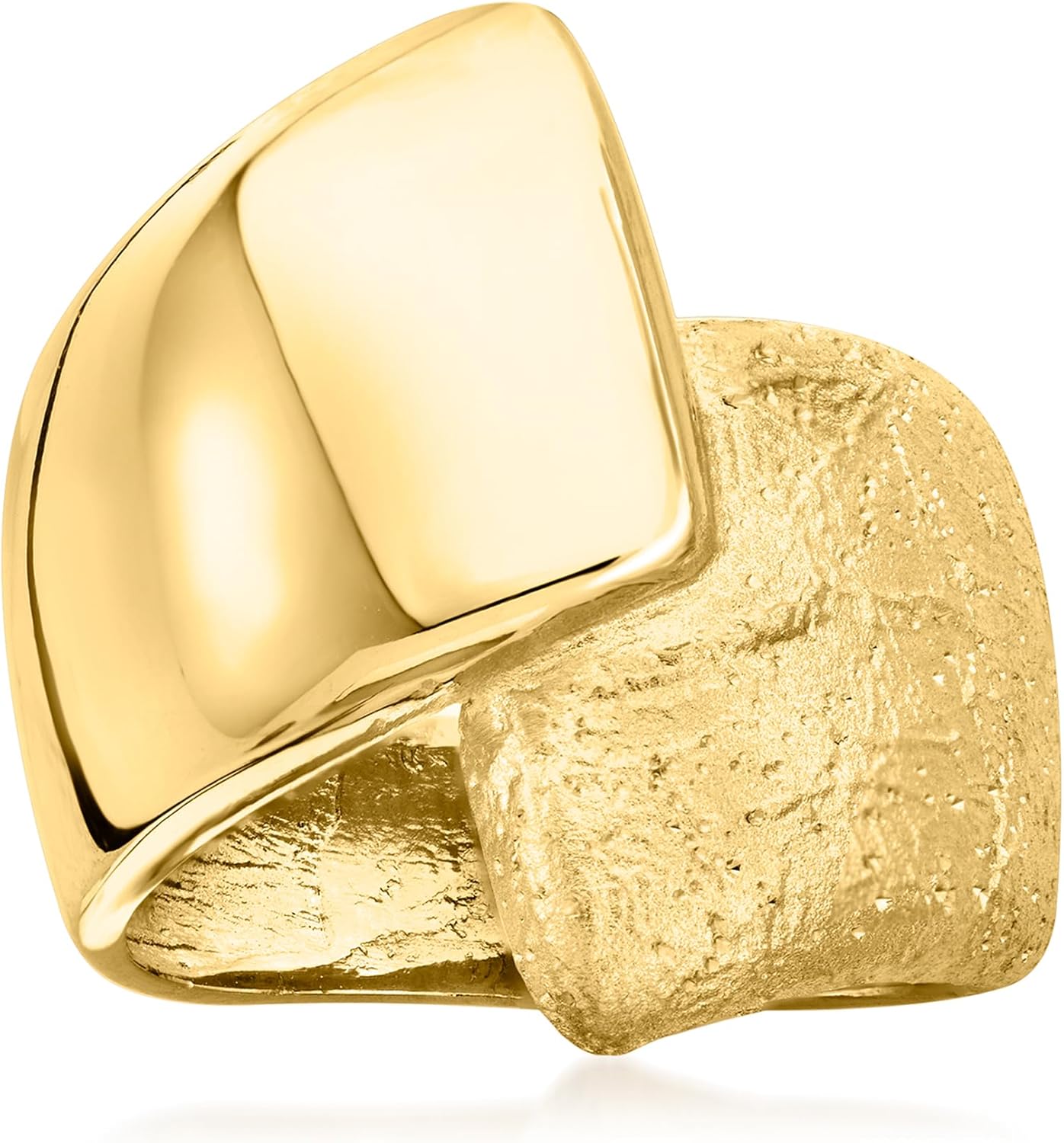 Ross-Simons Italian Textured and Polished 18kt Gold Over Sterling Wrap Ring