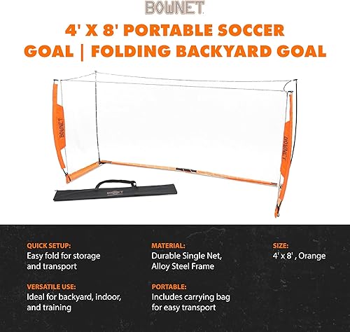 Miniatura 2 de Bownet Portería de fútbol portátil para niños, portería plegable para entrenamiento y práctica. Incluye bolsa de transporte