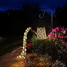 GuKKK Solar Watering Can Lights, Garden Art Light with Star Shower, Watering Can Waterproof Solar Fairy Lights, Led Fairy Art Decorative Lamp to Burst in the Yard with Bracket