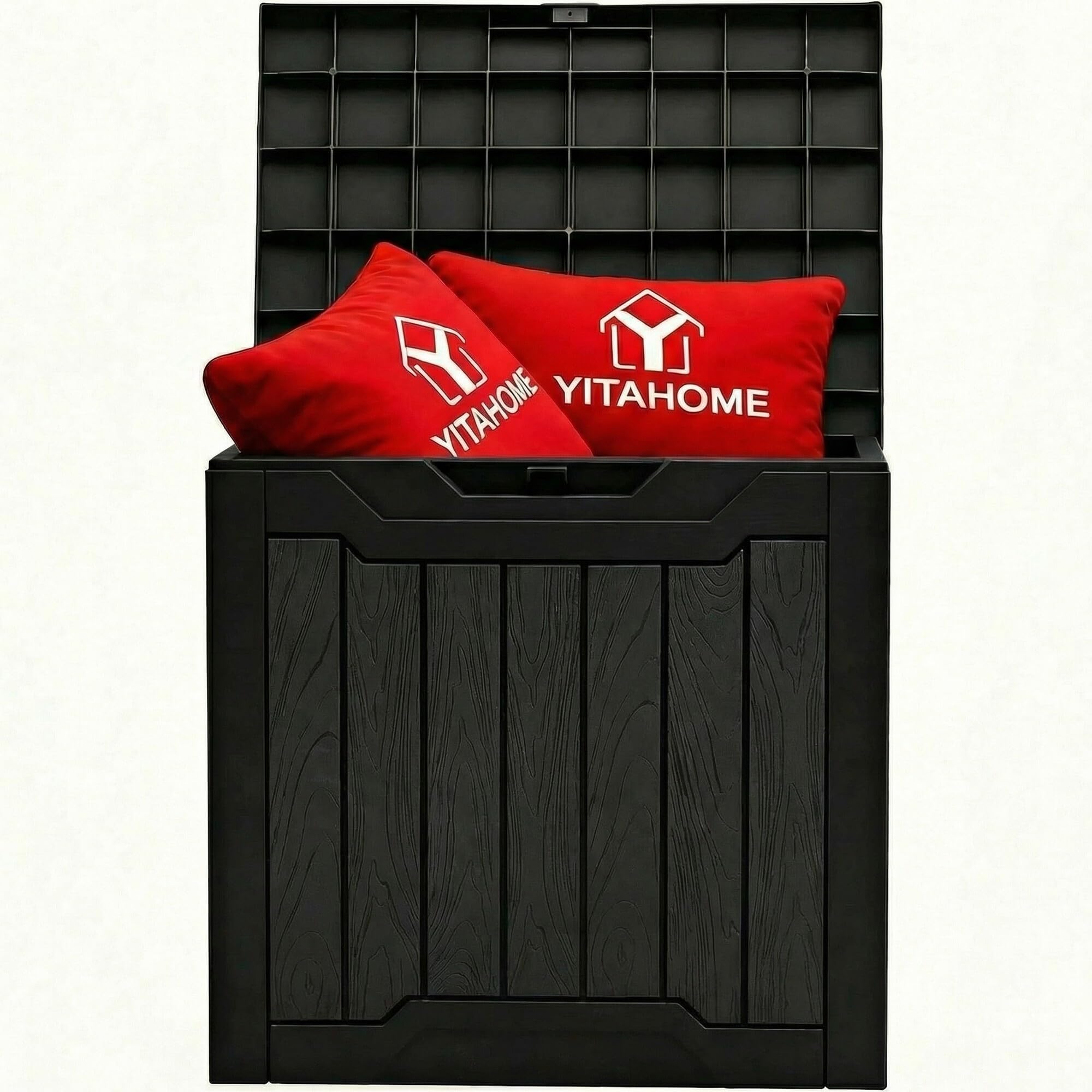 YITAHOME 31 Gallon Outdoor Storage Box, Resin Deck Box and Waterproof Package Delivery Box for Gardening Tools, Pool Supplies, Patio Furniture, Lockable, Black