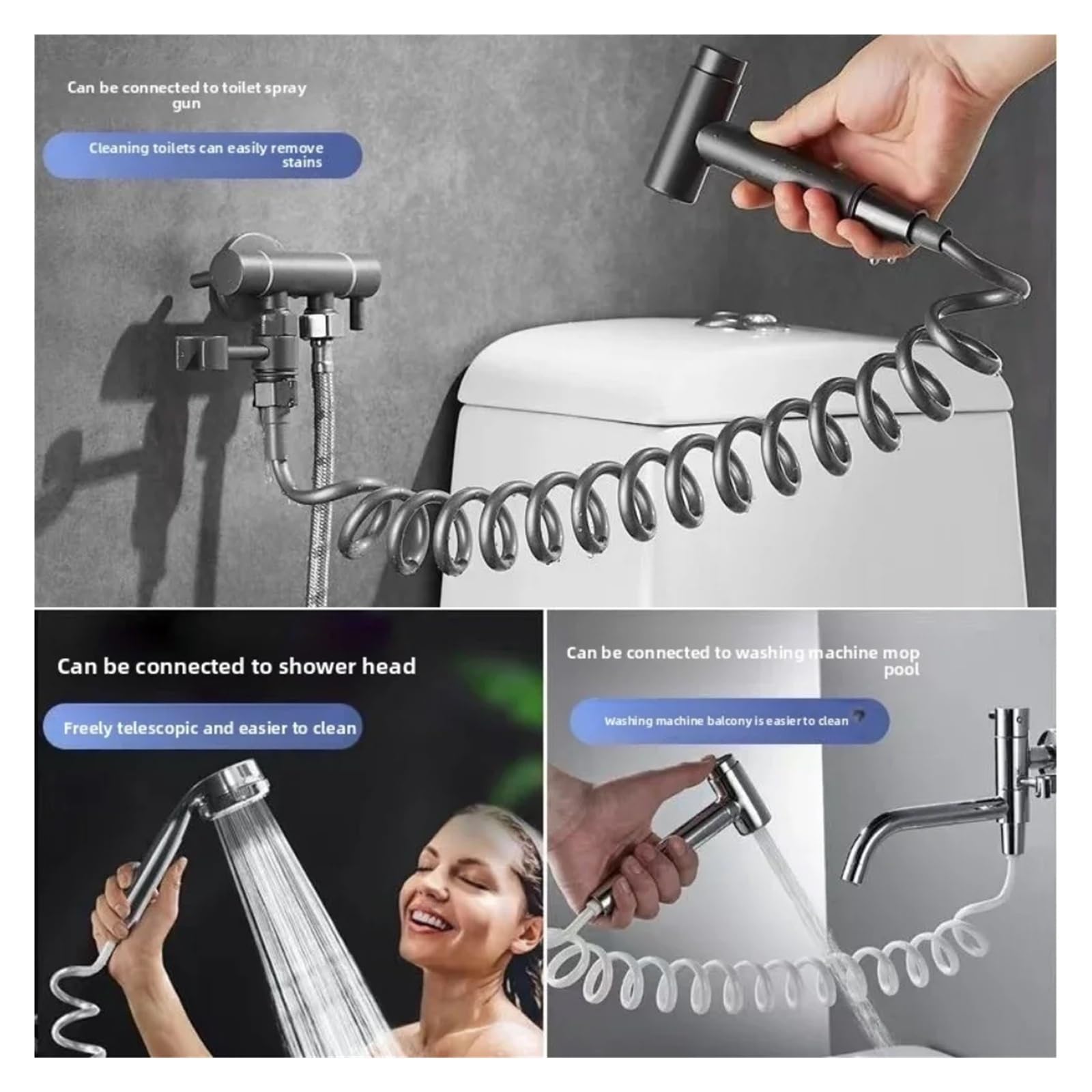 Manguera de jardín extensible de 5 a 15 m, tubo de agua retráctil flexible para uso en interiores y exteriores, G1/2, ajuste universal para ducha, inodoro y riego de plantas (negro, 3 m)