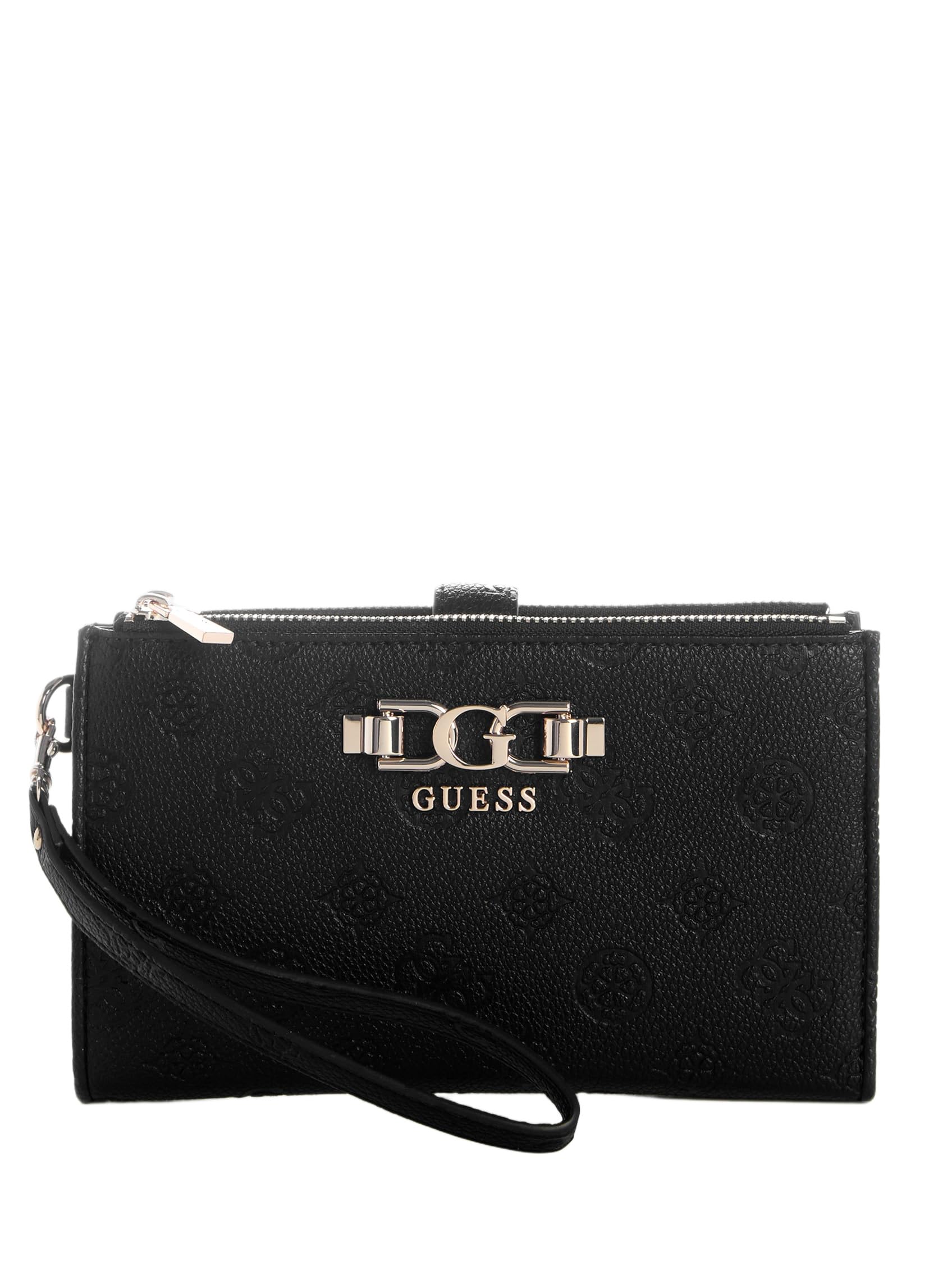 Guess Purse Anise SLG Double Zip Organizer Black Logo