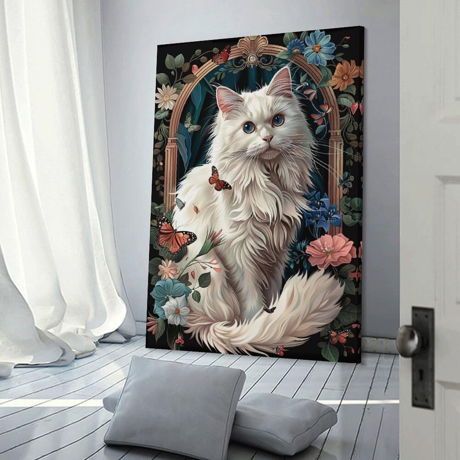 Junmoney Turkish Angora Canvas Wall Decor 24x36inch(60x90cm), for Calm Bedrooms, Home Corners Or Flats, An Easy Wall Refresh for Bedrooms