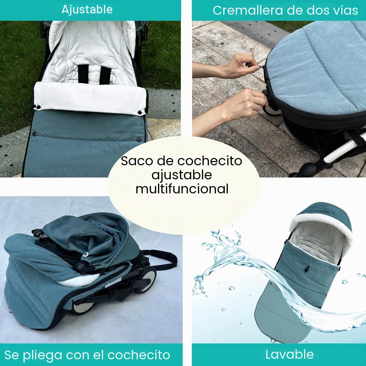 Saco universal para cochecito Babyzen YOYO/YOYO2 y Bugaboo, base de tela impermeable, fácil de limpiar, funda cálida para cochecitos