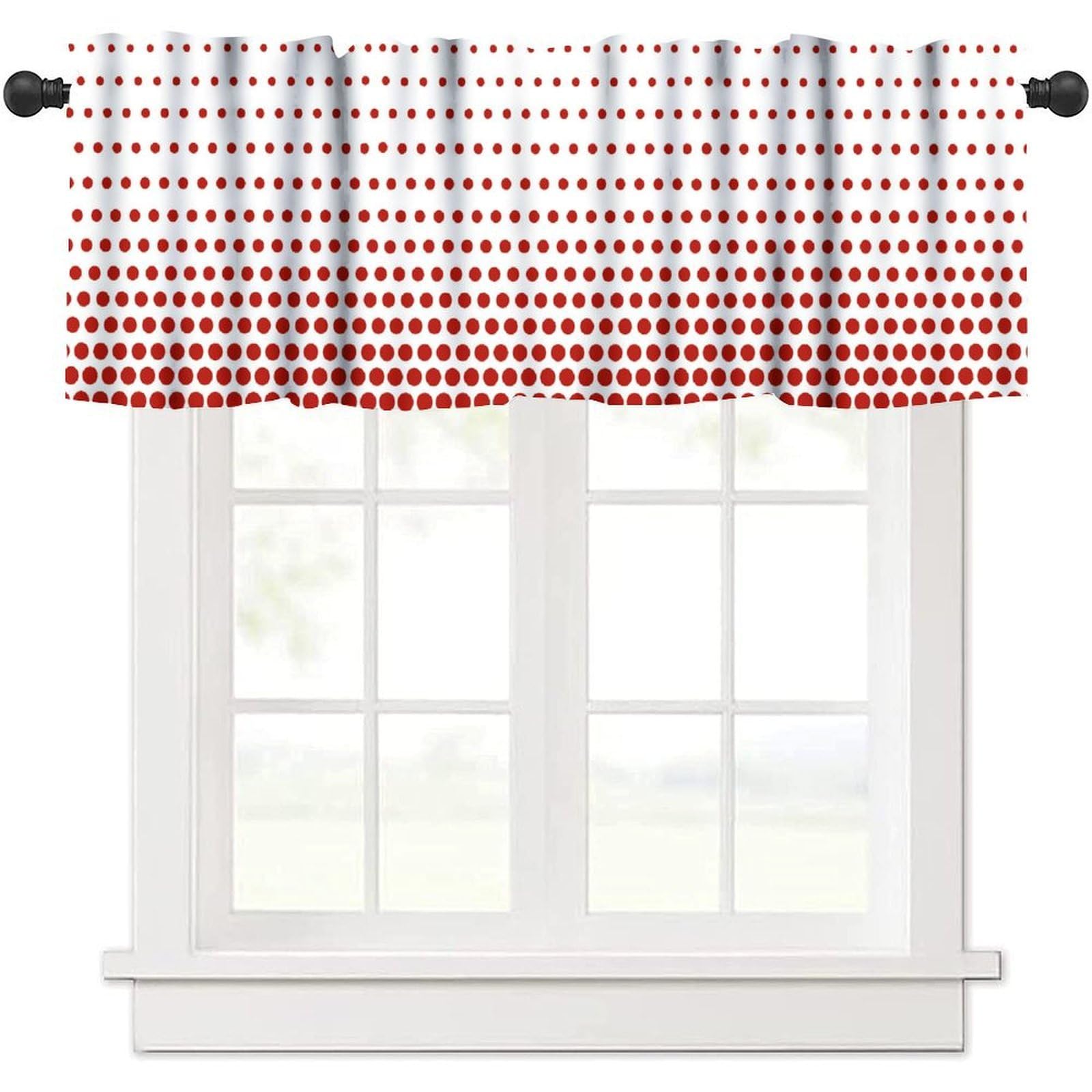 moderw Polka Dot Curtains Valances Abstract Geometric Red Dots Circles Classic Circular Round Points Window Curtain Valance for Farmhouse Bedroom Living Room Kitchen 54x18inch