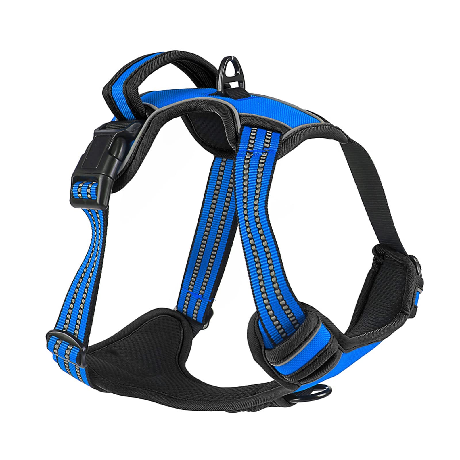 No Pull Dog Harness for Medium Large Dogs Adjustable Reflective Pet Vest Harness for Small Dogs Front Clip Harness Easy Control Handle Best for Outdoor Training and Walking Blue S