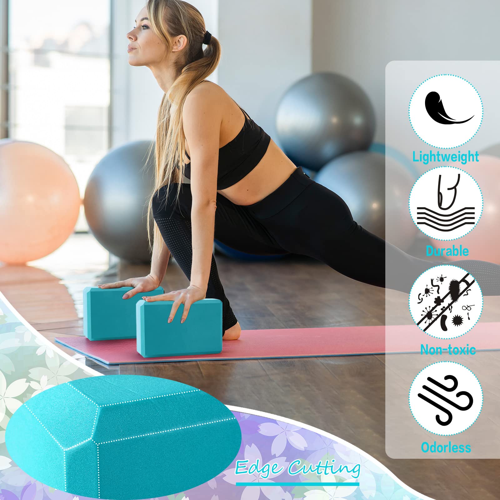 Outus 20 Pcs Yoga Blocks Bulk 9 x 6 x 3 Inch High Density Foam Yoga Bricks Yoga Foam Blocks to Improve Strength Flexibility Balance Soft Non Slip Gymnastic Blocks for Yoga Sports