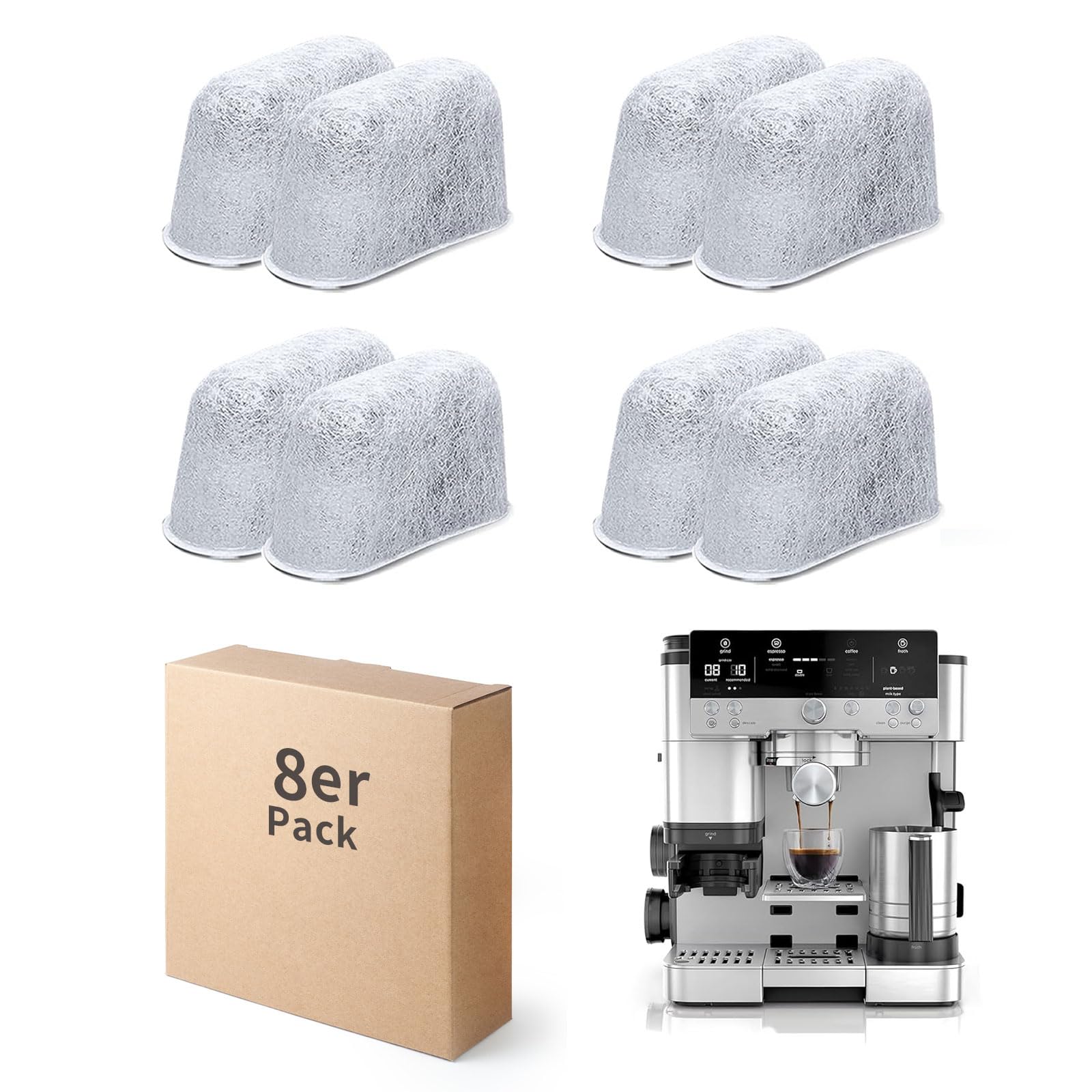 8 Stück Wasserfilter für Ninja Luxe Cafe Pro (Cafe LUXE) – Ninja Wasserfilter & Kaffeemaschine Zubehör Ersatzfilterkartuschen für Kaffeevollautomat & Kaffeemaschine kompatibel mit ES601EU/ES701EU