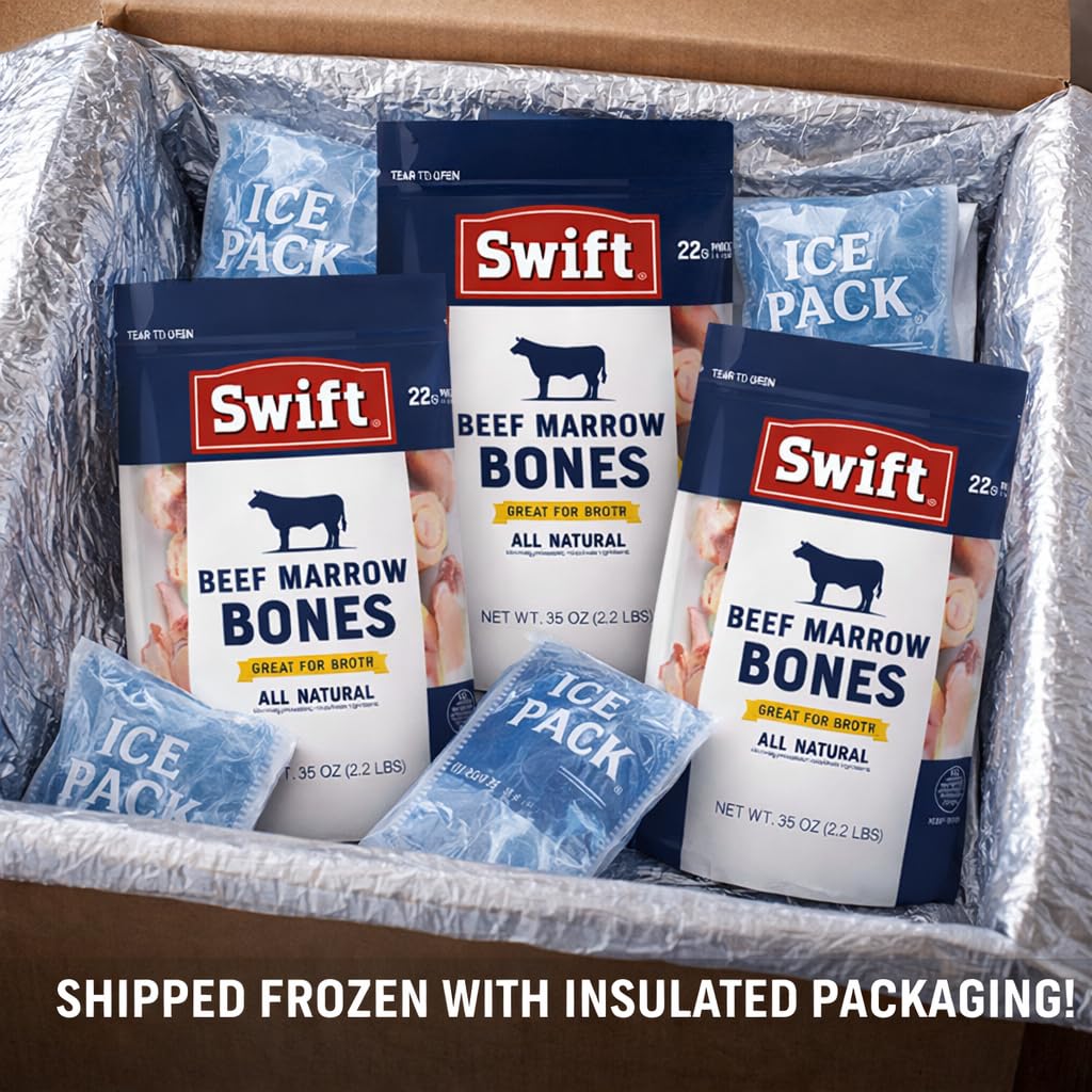 [Pack of 3] Premium Beef Marrow Bones, 12 lbs Total – USDA-Inspected, All-Natural – Ideal for Bone Broth, Pho, Ramen, Roasting, Braising, Soups, Stews & Dog Treats – Frozen & Insulated Shipping with Ice Packs