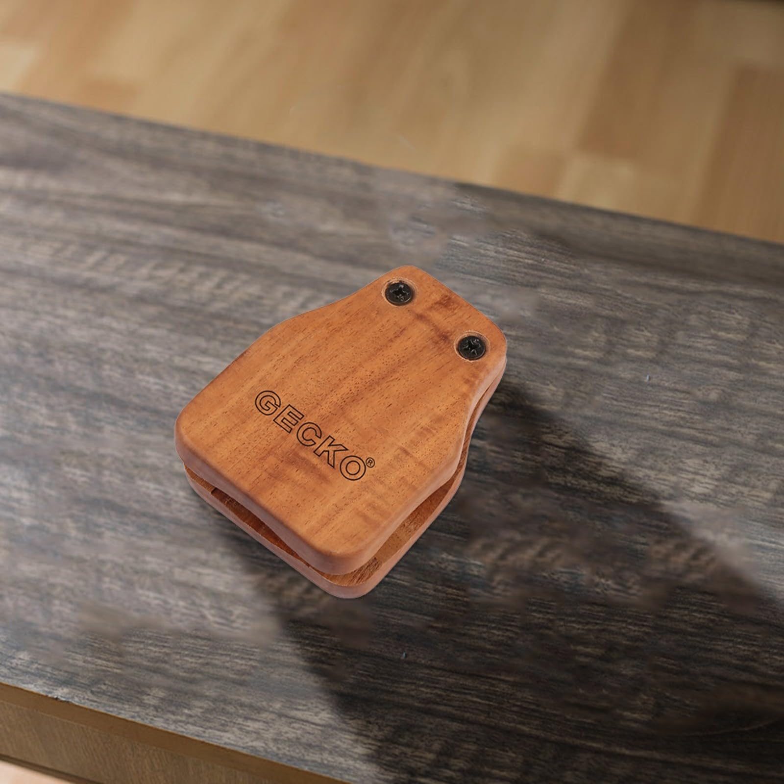 Juego de accesorios de cajón de 6 piezas para tambor de caja de geco con cascabeles de pie pandereta de percusión de madera para compañero para actuaciones en escenario, marrón (juego)