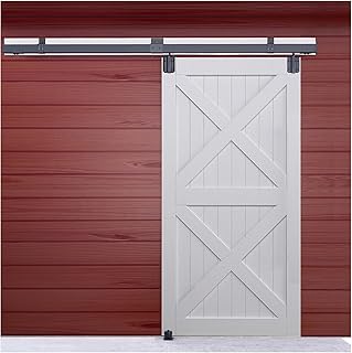 DIYHD 8FT Heavy Duty Steel Sliding Barn Door Hardware for Exterior Use, Outdoor Box Track Wall Mount Kit, Fits MAX 48in Width, 300lbs Capacity (No Door)