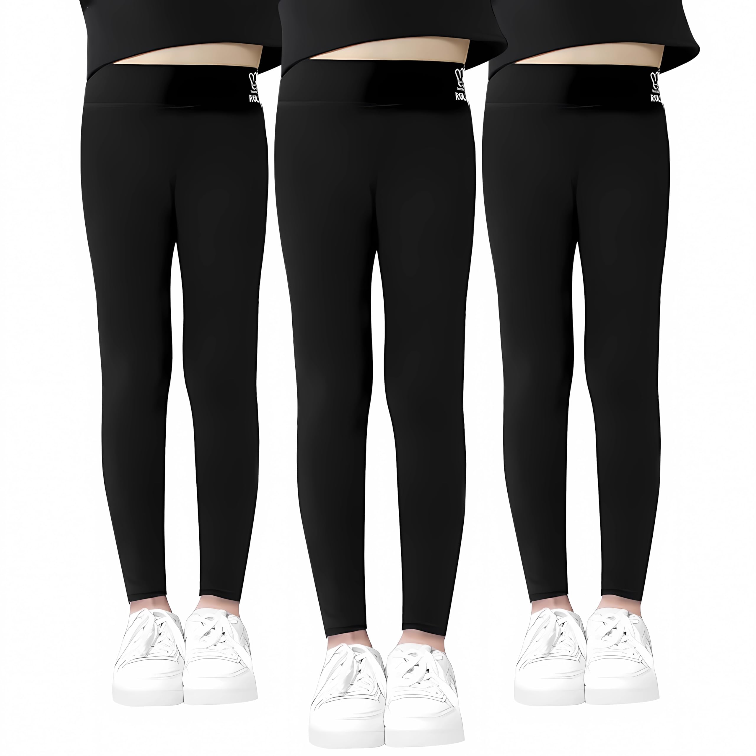 HOTUT Leggings Mädchen, high Waist Sport Leggings, Basic Lange Sporthose Kinder, Sportleggings mädchen Elastisch Fitness Hose, Sporthosen Einfarbig für Tanz Yoga Alltag